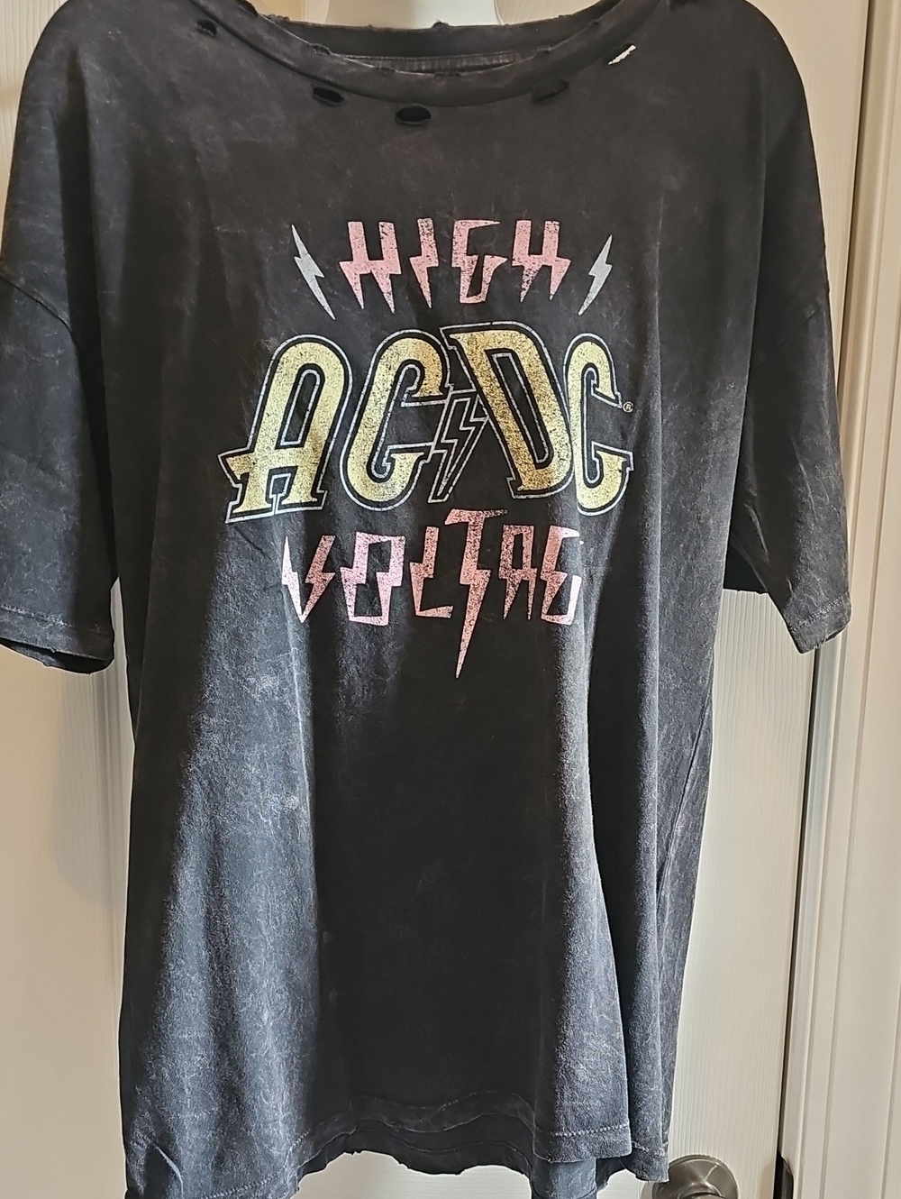 AC/DC Black Tee with Yellow & Pink Graphic